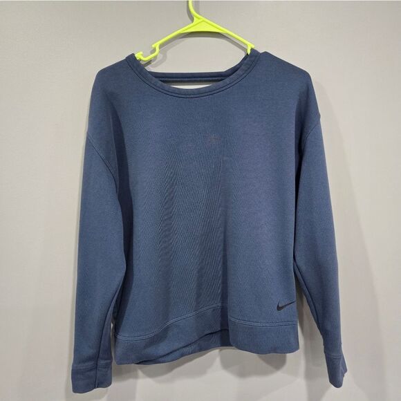 🐢 Nike Dri-Fit Navy Blue Versa Long Sleeve Open Back Sweatshirt Medium M - Picture 8 of 11